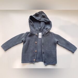 Carter’s Navy Blue/ Grey 9 Month Hooded Waffle Knit Cardigan